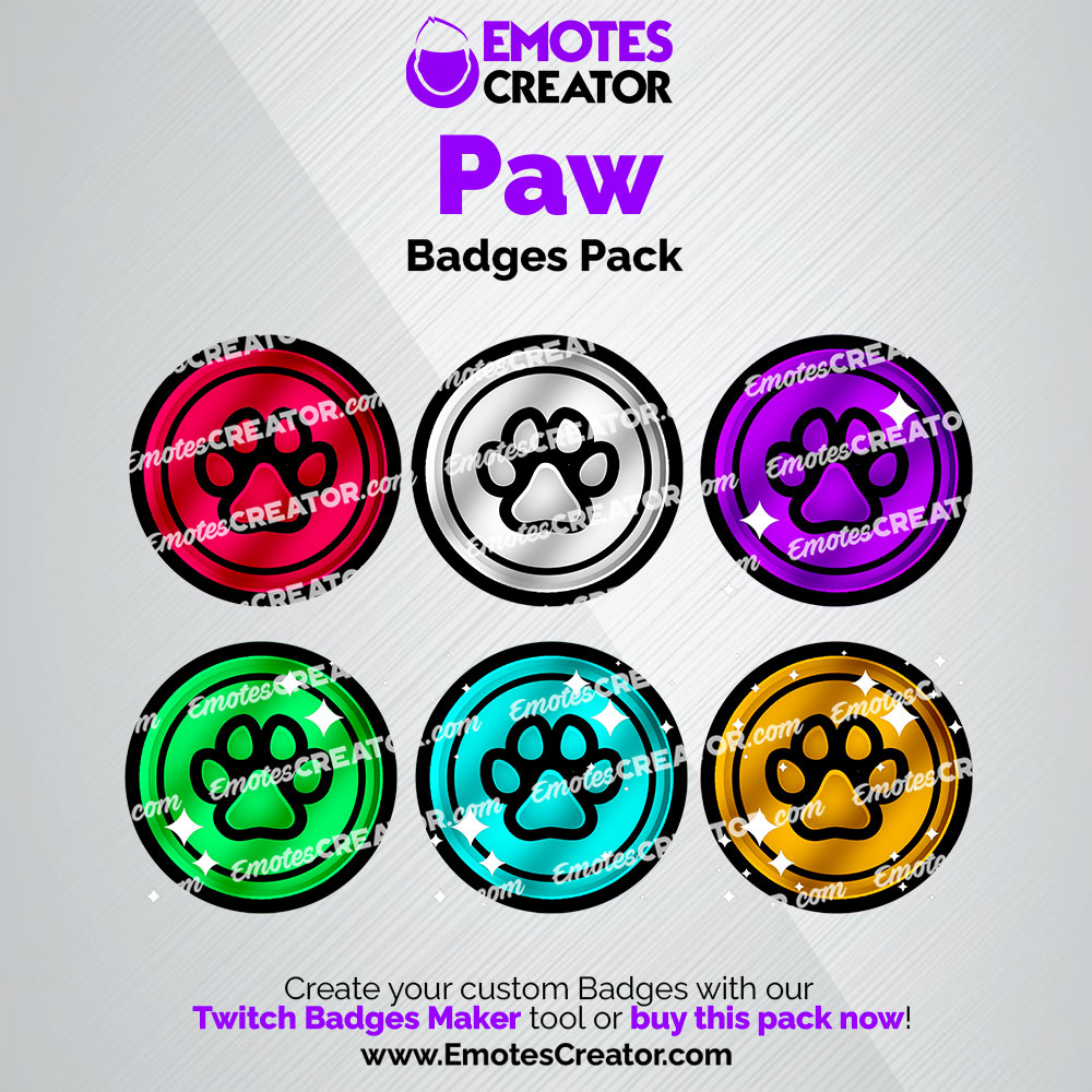 Paws Sub Badges Pack – Emotes Creator