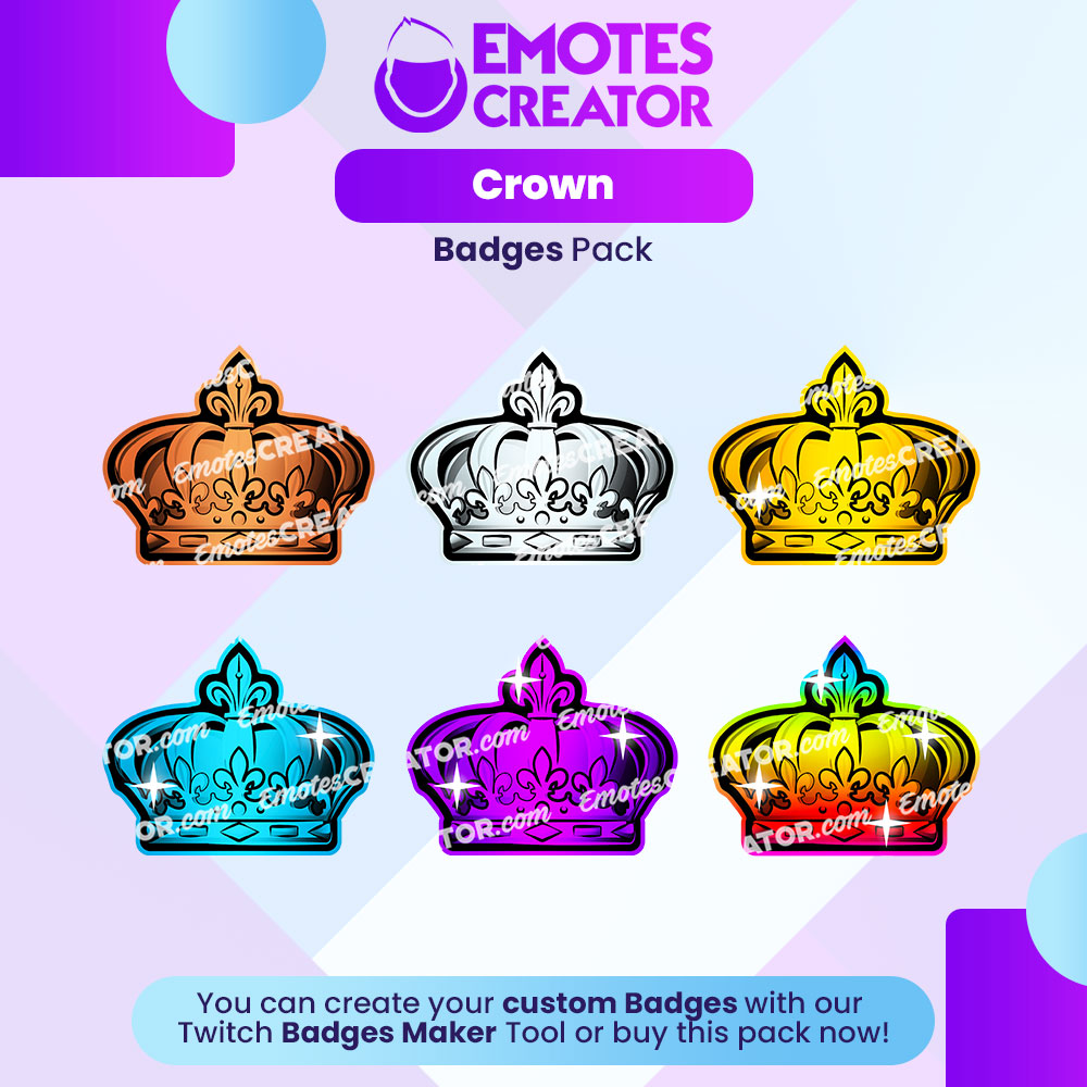 Crown Sub Badges for Twitch, Discord Emotes
